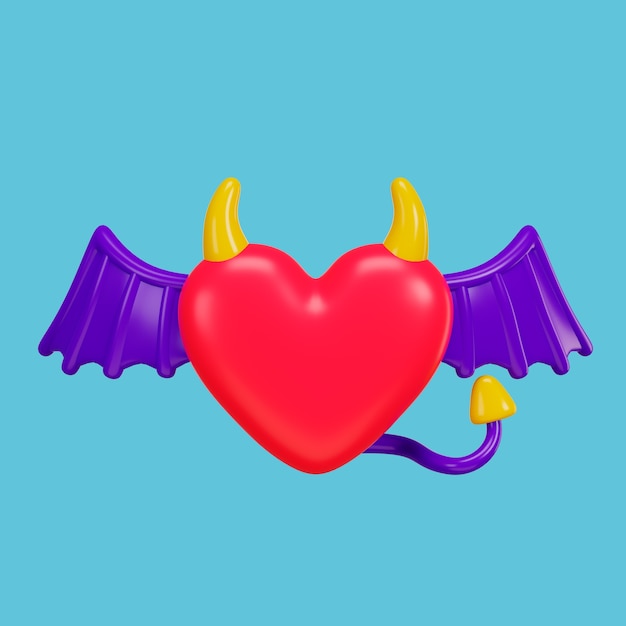 Free PSD 3d rendering of devil heart icon