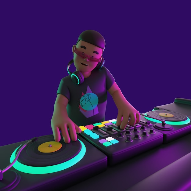 Free PSD 3d rendering of dj character