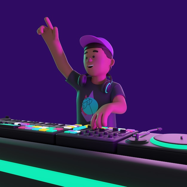 Free PSD 3d rendering of dj character