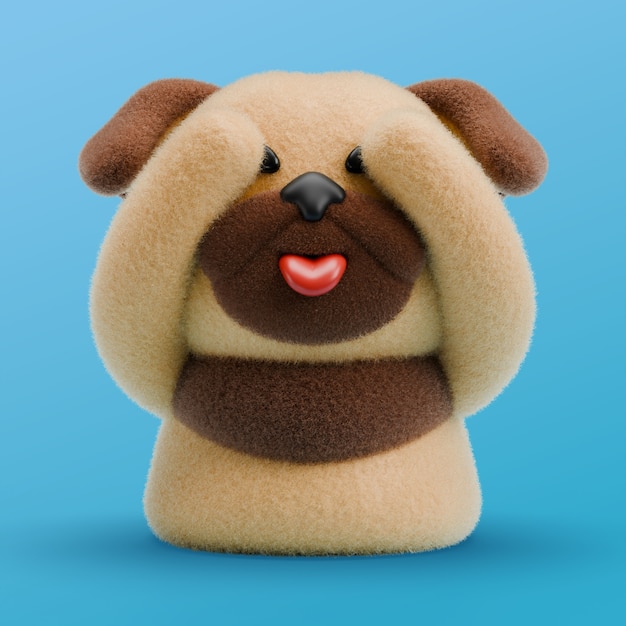 Free PSD 3d rendering of dog emoji icon