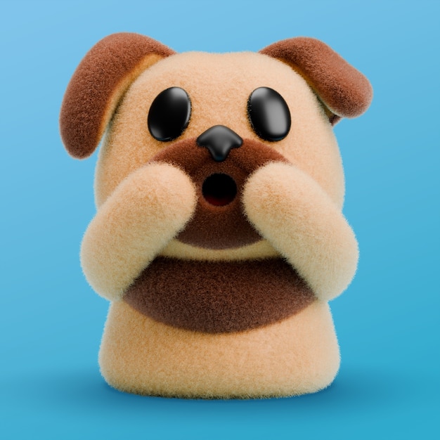 Free PSD 3d rendering of dog emoji icon