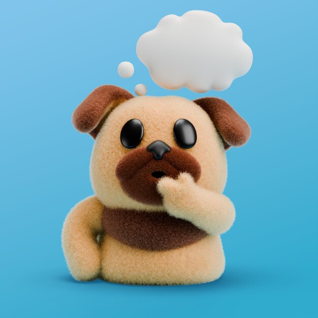 3d rendering of dog emoji icon