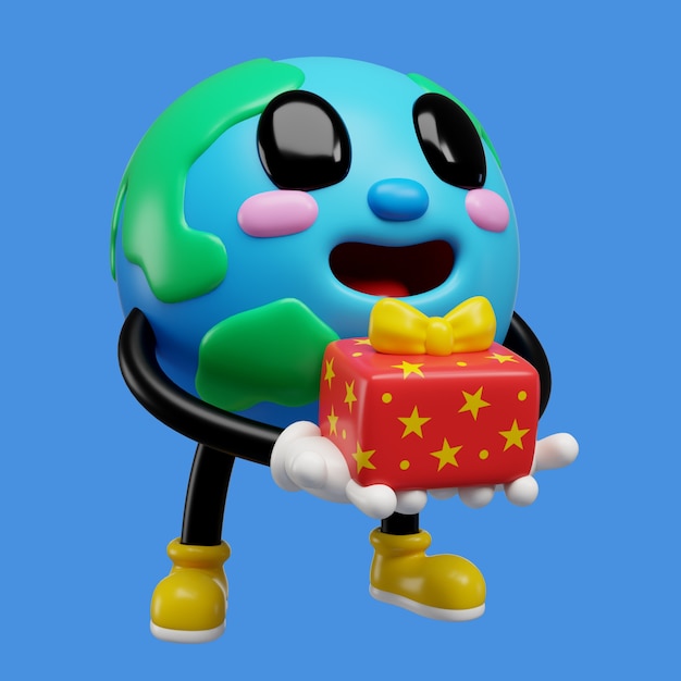 Free PSD 3d rendering of earth emoji icon