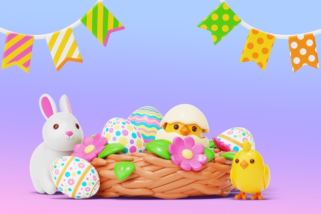 Free PSD 3d rendering of easter background