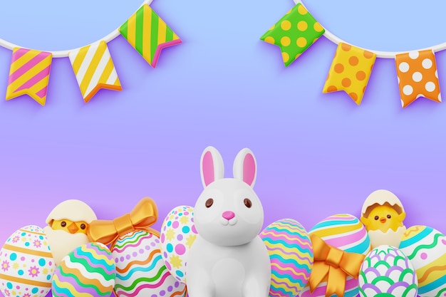 Free PSD 3d rendering of easter background