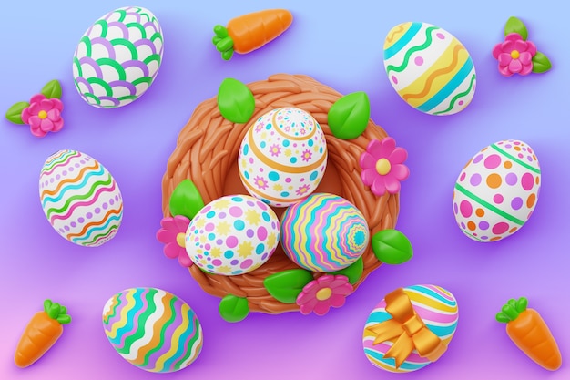 Free PSD 3d rendering of easter background