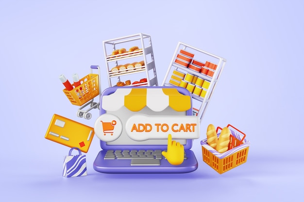 Free PSD 3d rendering of ecommerce background