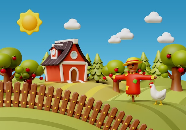 3d rendering of farm illustration