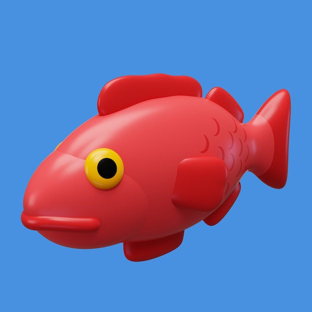 Free PSD 3d rendering of  fish and sea food icon