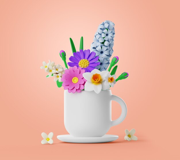 3d rendering of flowers still life