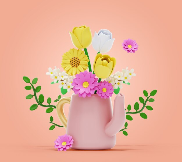 3d rendering of flowers still life