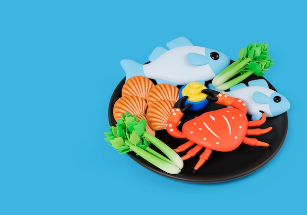 Free PSD 3d rendering of food allergens still life