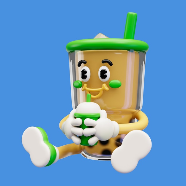 Free PSD 3d rendering of food  friend character