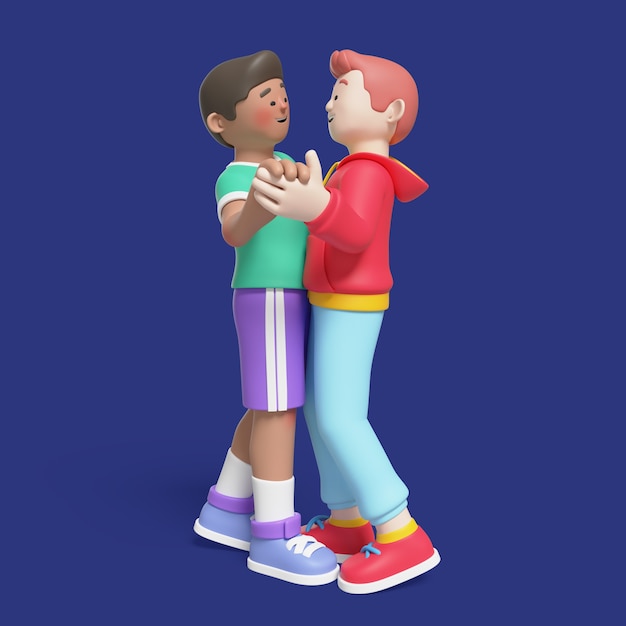 Free PSD 3d rendering of gay couple