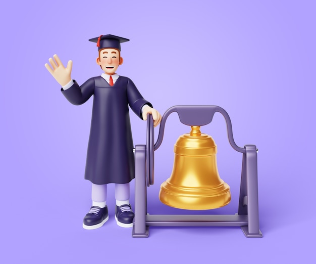 Free PSD 3d rendering of  graduate character