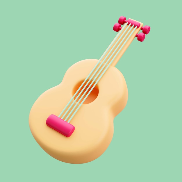 Free PSD 3d rendering of guitar travel icon