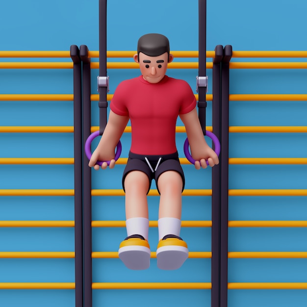 Free PSD 3d rendering of  gym trainer character