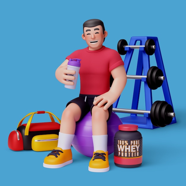 3d rendering of  gym trainer character