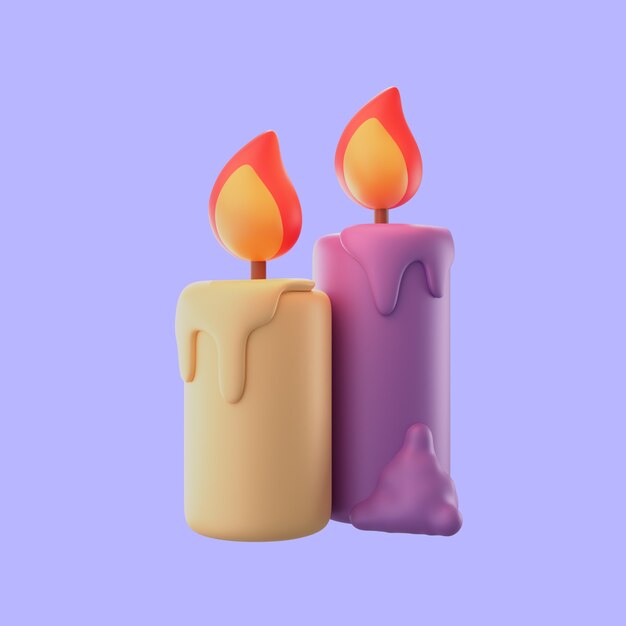 Free PSD 3d rendering of halloween candles icon