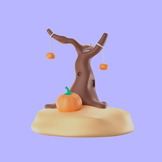 Free PSD 3d rendering of halloween tree icon