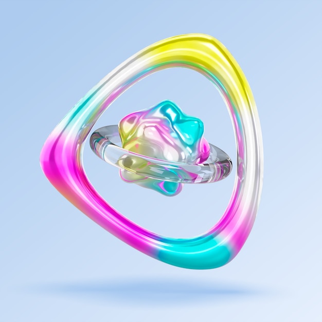 Free PSD 3d rendering of holo fluid shapes icon