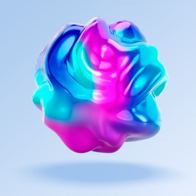 Free PSD 3d rendering of holo fluid shapes icon