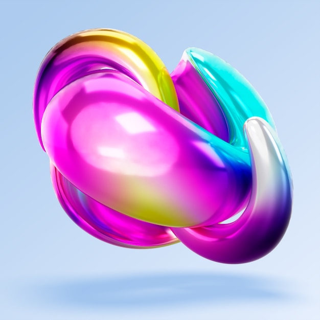 Free PSD 3d rendering of holo fluid shapes icon