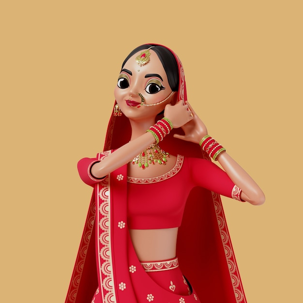 Free PSD 3d rendering of indian wedding characters