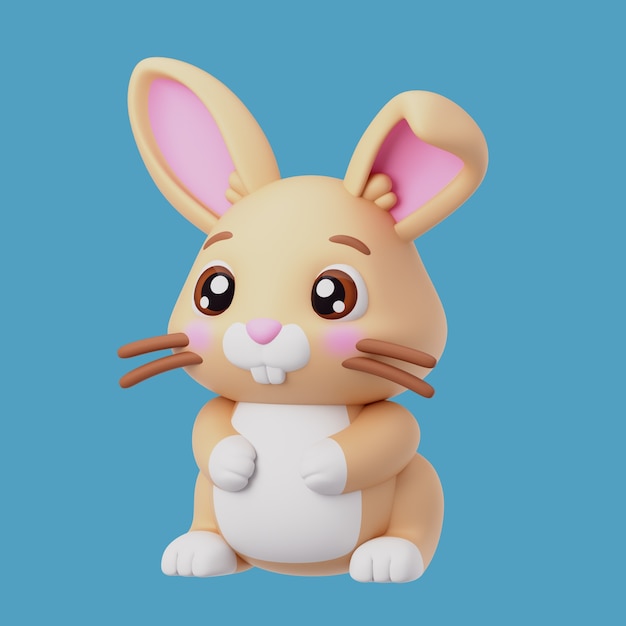 Free PSD 3d rendering of kawaii animal icon