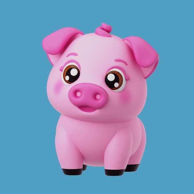 3d rendering of kawaii animal icon