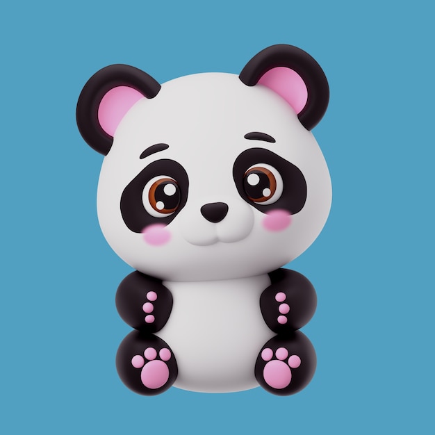 Free PSD 3d rendering of kawaii animal icon