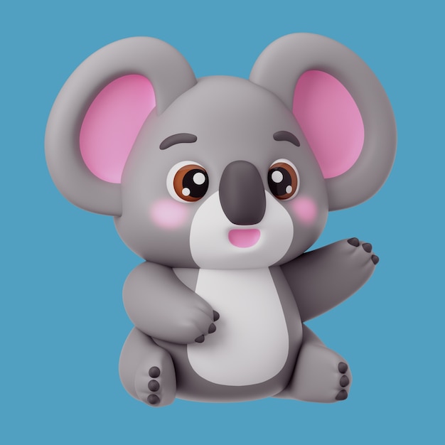 3d rendering of kawaii animal icon