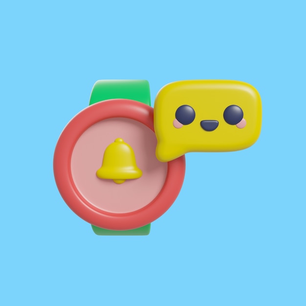 Free PSD 3d rendering of kawaii time and date icon