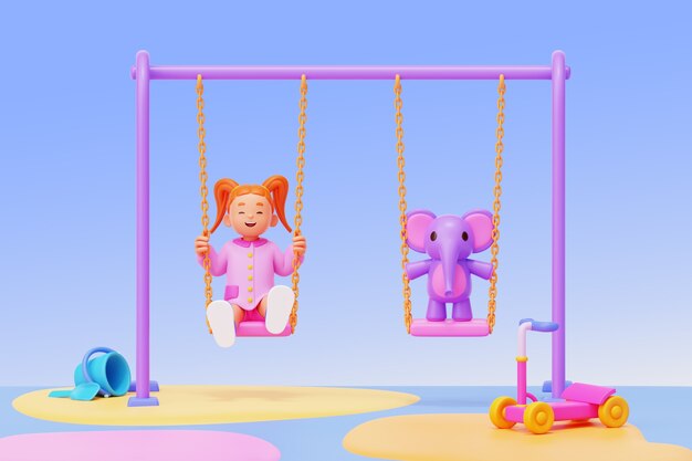 3d rendering of kindergarten character