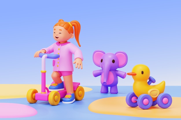 3d rendering of kindergarten character