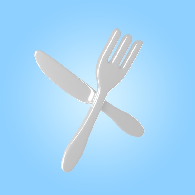 3d rendering of knife and fork