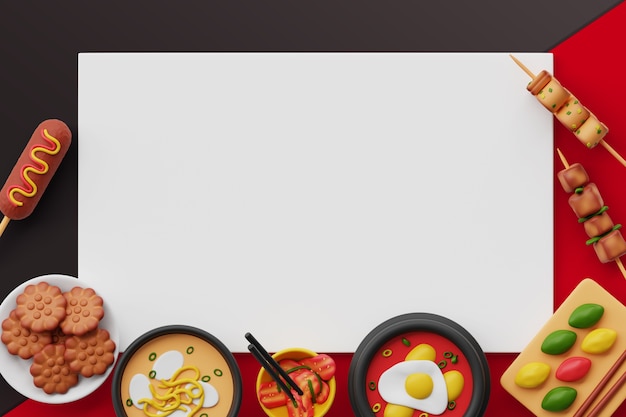 3d rendering of korean food blank banner