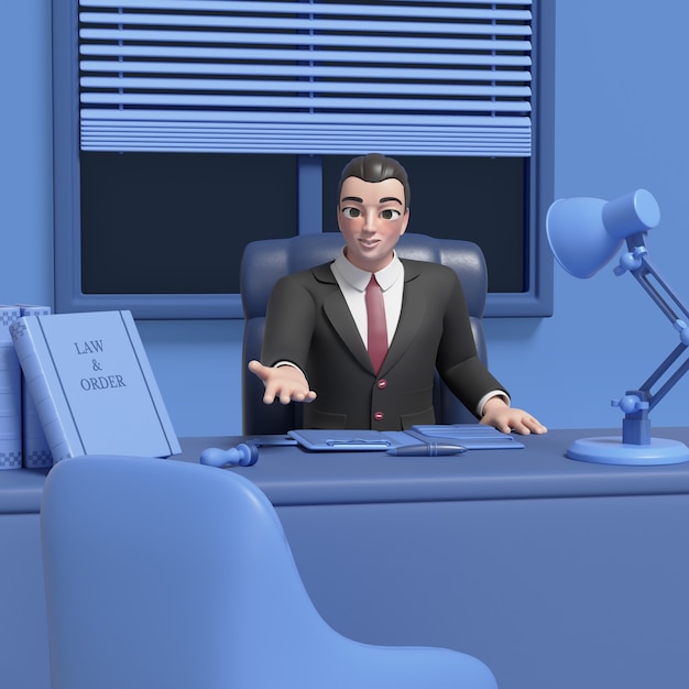 Free PSD 3d rendering of lawyer character