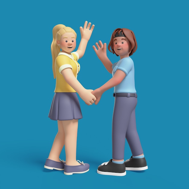 Free PSD 3d rendering of  lesbian couple