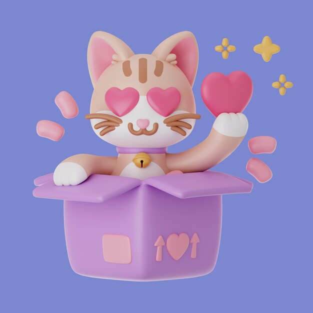 3d rendering of love and pets icon