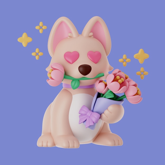 3d rendering of love and pets icon