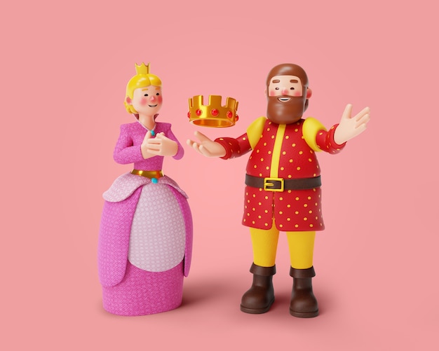 Free PSD 3d rendering of monarchy couple