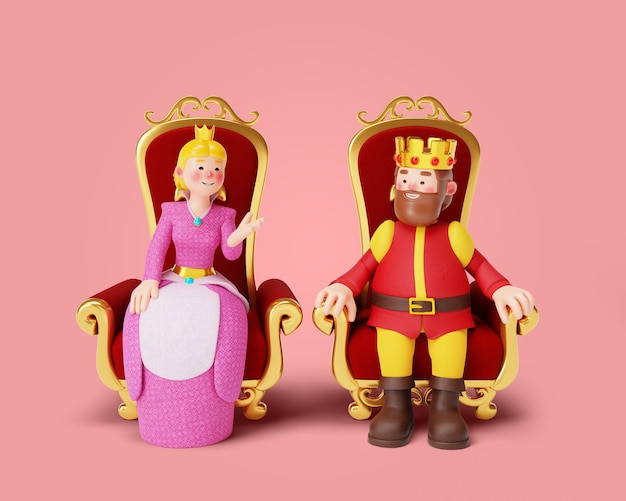 Free PSD 3d rendering of monarchy couple