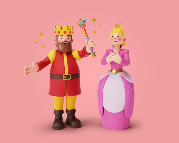 Free PSD 3d rendering of monarchy couple