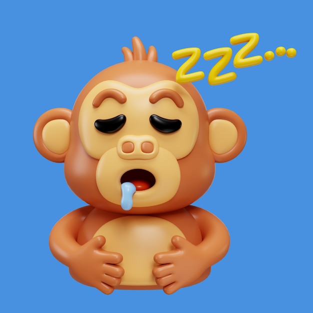 Free PSD 3d rendering of monkey emoji