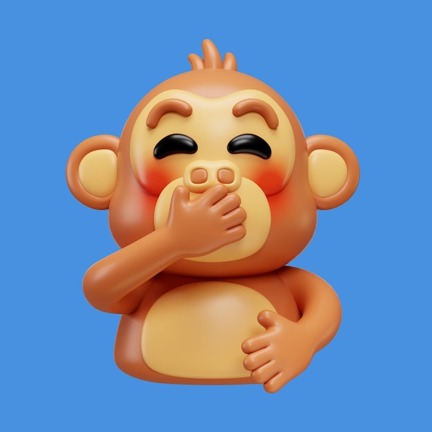 Free PSD 3d rendering of monkey emoji