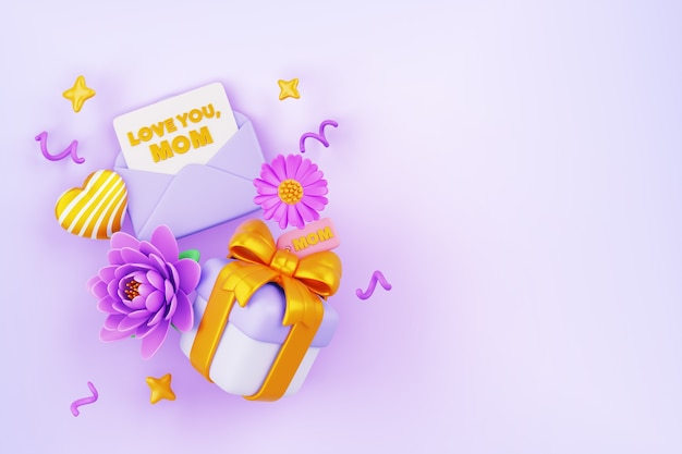 Free PSD 3d rendering of  mother's day sales background