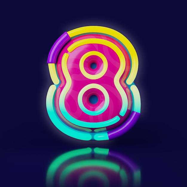 Free PSD 3d rendering of neon number icon