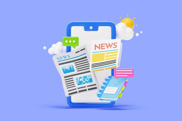 Free PSD 3d rendering of news sales background