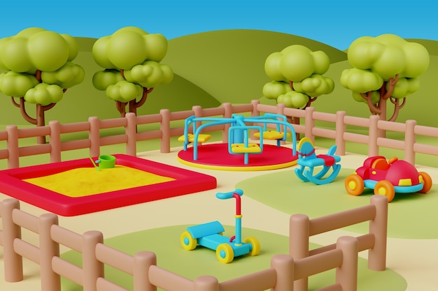 3d rendering of playground